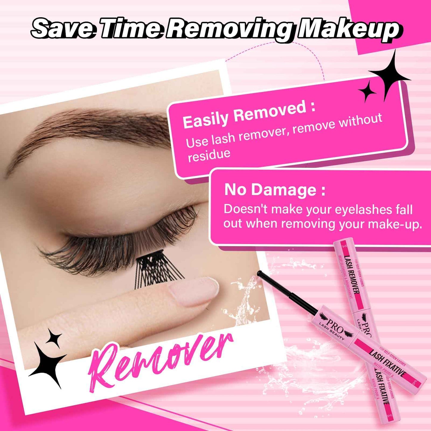 PRO Self Adhesive Eyelashes Kit Press On Lashes 120pcs Lash Clusters Lash Fixative Lash Remover Lash Applicator Eyelash Extension Kit Easy To Apply At Home Lash Extension Kit (Begonia,D-10-18mix Kit)