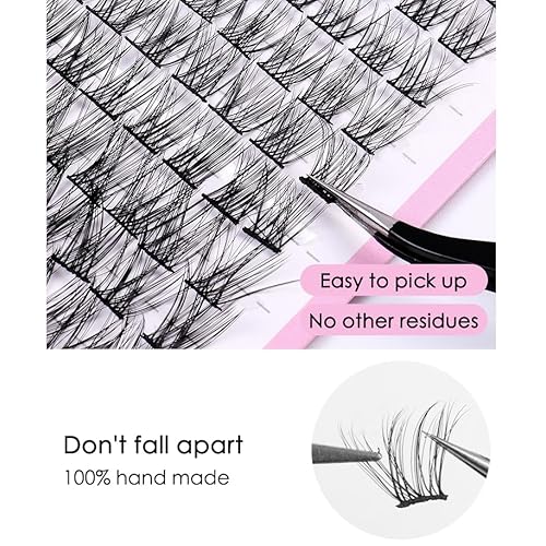 120 Pieces Eyelash Clusters - Wispy Lash Clusters, Individual Lashes, Mixed Lash Clusters, False Eyelash Extensions, DIY Lash Extension for Self Application, C Curl- 50D - 0.05D - 10-14mm, With Glue