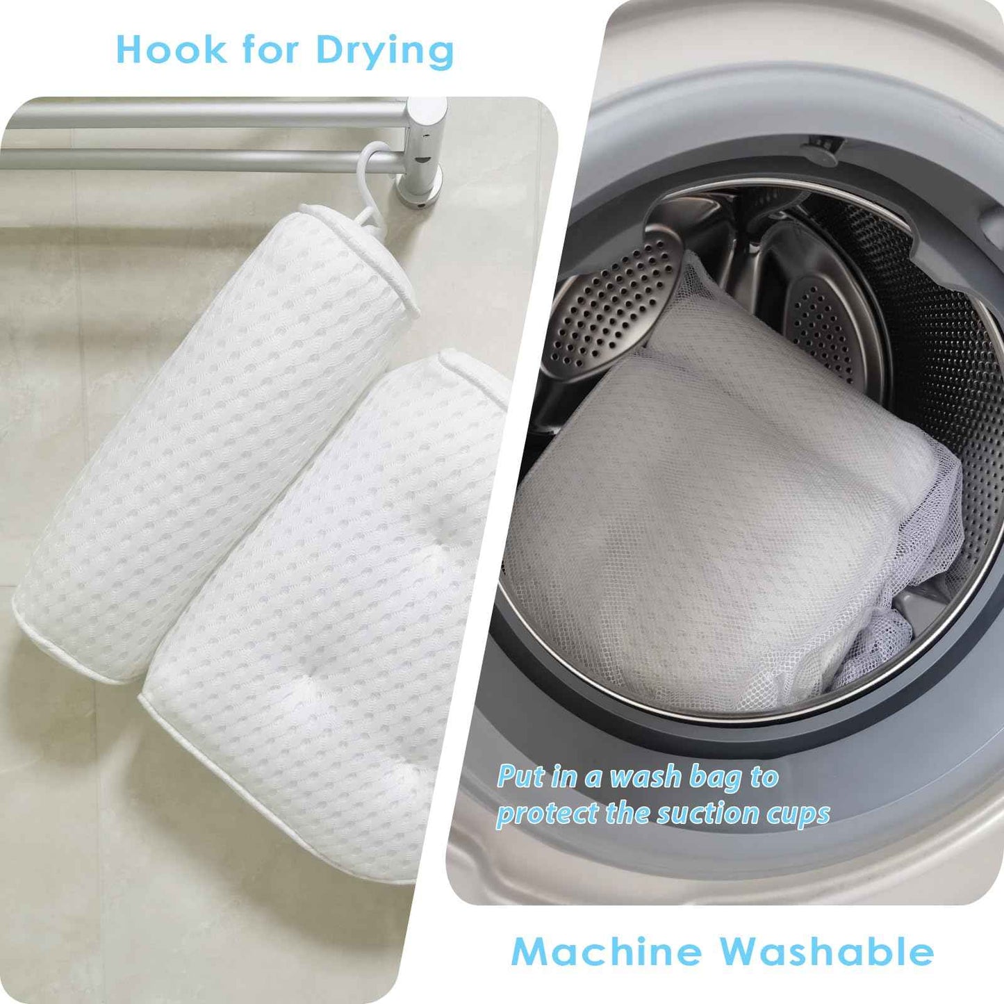 AEROiVi Luxury Bath Pillows for Tub，Bath Pillow Bathtub Pillows for Head and Neck Support Bath Cushion Made from Soft Spacer Mesh Material with Suction Cups