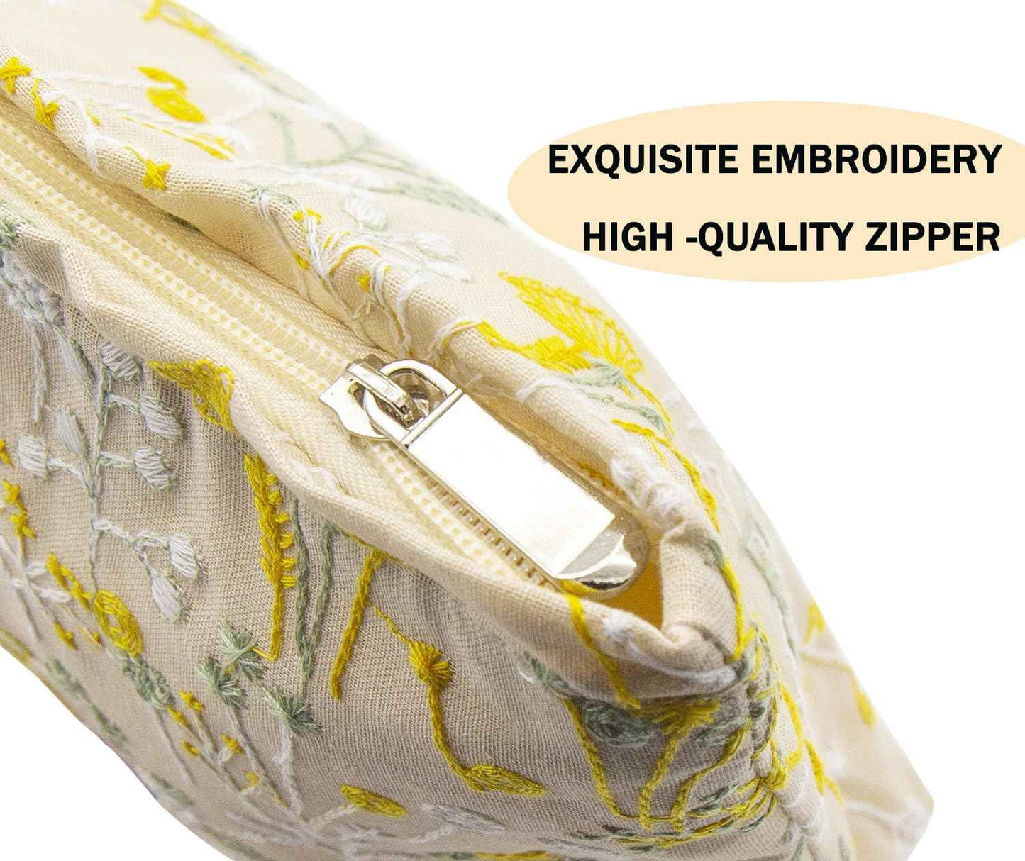 getgto 2 Pcs Makeup Bags, Large Cosmetic Bag Travel Toiletry Bag Organizer for Women, Embroidery Craft, Floral Makeup Bag Small Cosmetic Pouch Purse with Zipper Gifts for Girls Teen