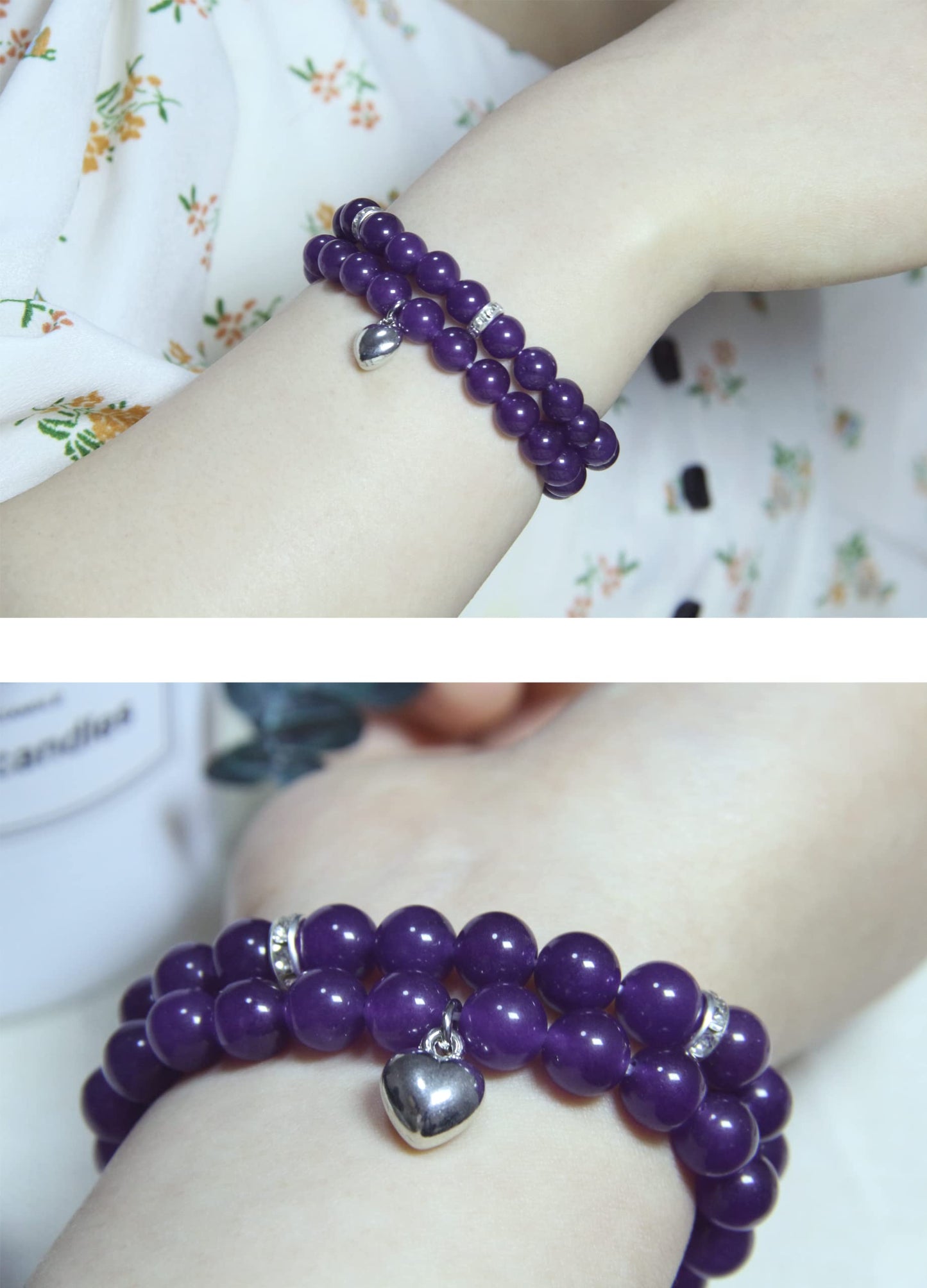 Healing Bracelets for Women - Amethyst Bracelet - Healing Prayers Crystal Bracelet, 8mm Natural Stone Anti Anxiety Stress Relief Yoga Beads Get Well Soon Gifts