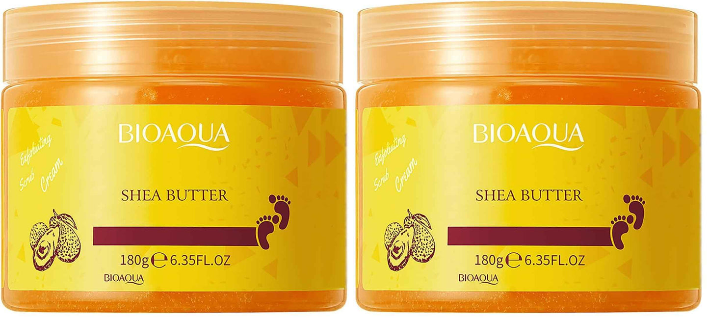 BIOAQUA Foot Care Herbal Massage Scrub-Exfoliating Cream Cleansing Delicate Feet Skin Shea Oil Natural Extracts 180g / 6.35oz (Pack of 2)