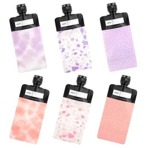 Dimeho 6 Pcs Travel Pouches for Toiletries, 3 oz Travel Size Containers Leak Proof Empty Squeeze Pouches TSA Approved Refillable Travel Bottles for Liquids Shampoo Conditioner Pouch Travel Accessories