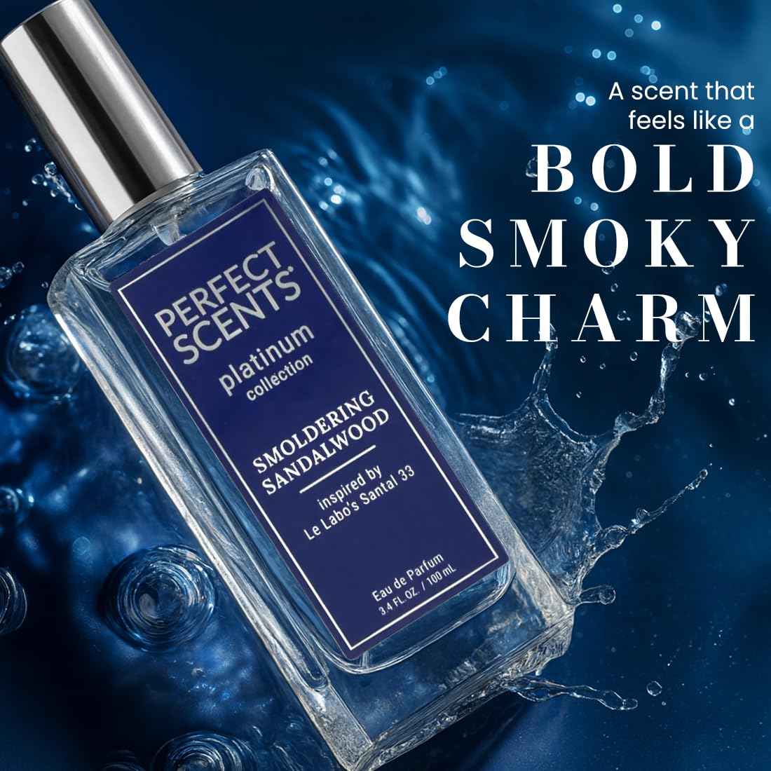 Perfect Scents Fragrances | Inspired by Le Labo’s Santal 33 | Platinum Collection | Smoldering Sandalwood | Unisex Eau de Parfum | Vegan, Paraben & Phthalate Free | Never Tested on Animals | 3.4 Fl Oz