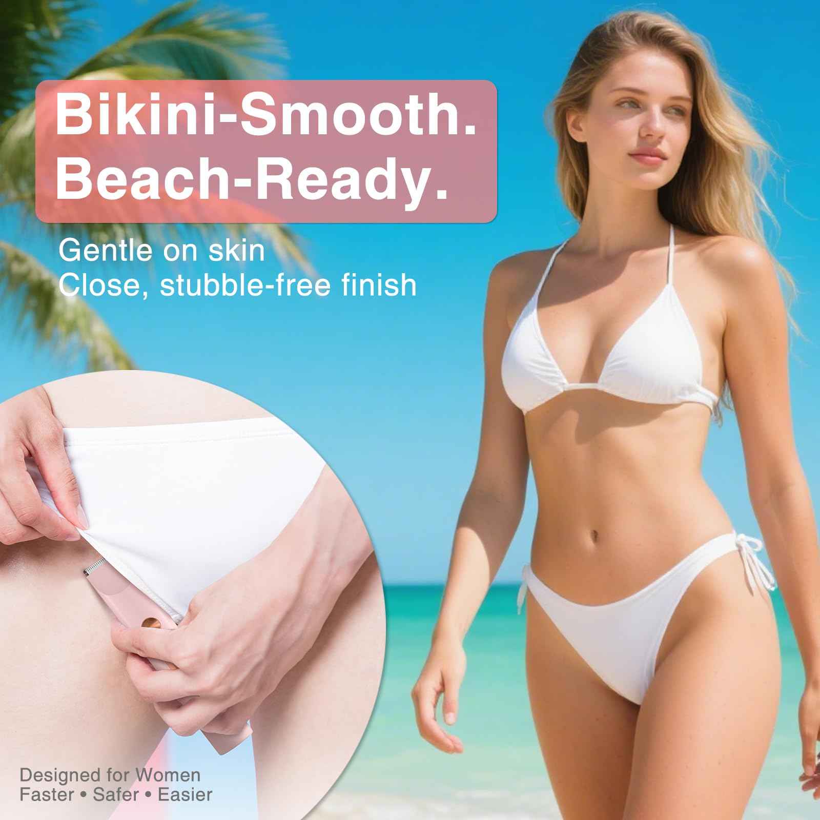 Fanovae Dual-Head Bikini Trimmer for Women – 2-in-1 Electric Razor, IP67 Waterproof Wet & Dry Pubic Hair Trimmer, Face & Body Shaver with LED% Display, USB-C Rechargeable-X1 Pro Petal Pink