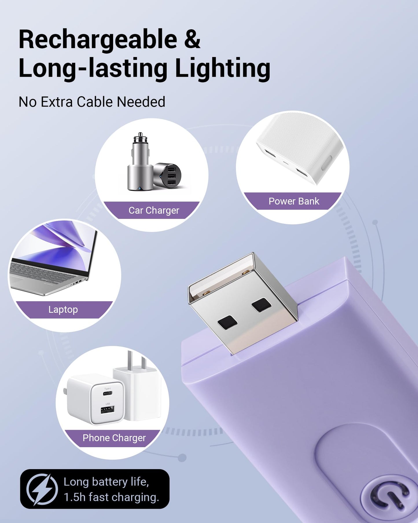 DEWENWILS USB Rechargeable Book Light for Reading in Bed, Clip-on LED Reading Lamps Portable Bookmark Lights for Kids, Book Lovers, Warm White, Brightness Adjustable for Eye Protection (Purple)