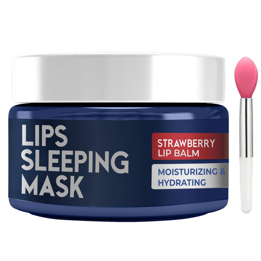 Lip Mask Overnight with Hyaluronic Acid & Collagen, Lip Sleeping Mask for Dry Cracked Lips, Moisturizing, Hydrating, Exfoliating Night Treatment for Lip Care (Strawberry)