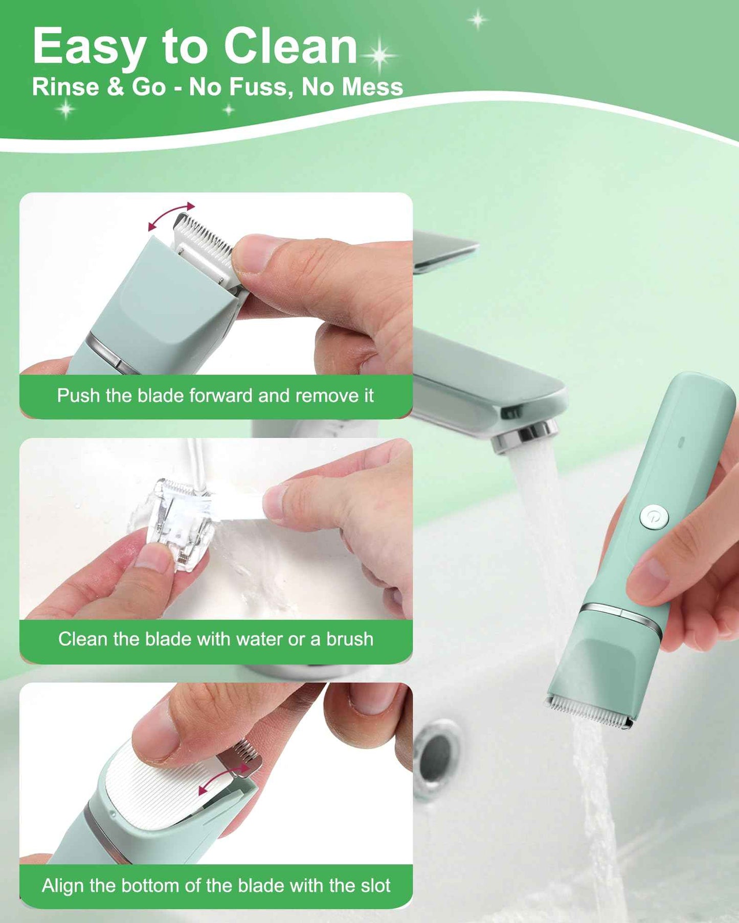 Electric Shaver for Women,3-in-1 Bikini Trimmer for Women & Body Shaver, IPX7 Waterproof,Hypoallergenic Ceramic Blades,USB-C Fast Charging,Travel Trimmer for Face, Legs,Bikini Line & Foil,Green