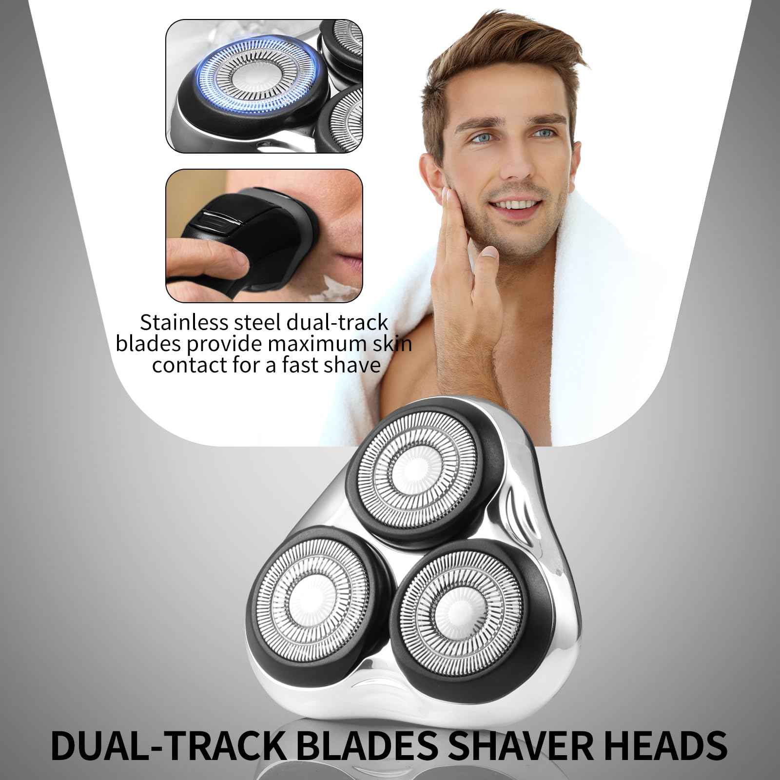 Universal Rotary Replacement Shaver Head,Compatible with Remington Shaver Series,for R3,R4,R5,R6,R7,R8,SP-3141 and SP-5161 Foils/Blades (Silver(1 Count))