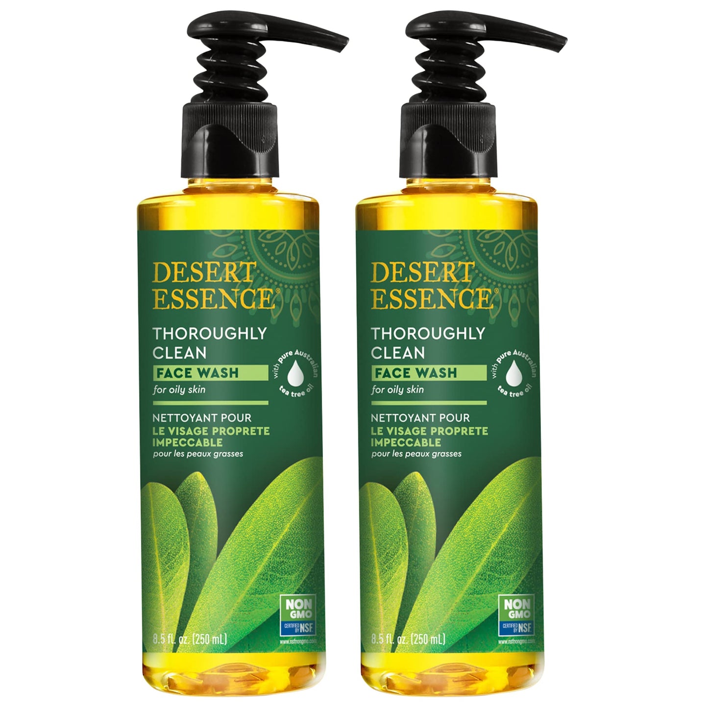 Desert Essence Thoroughly Clean Face Wash - Original - 8.5 Fl Oz - Pack of 2 - Tea Tree Oil - For Soft Radiant Skin - Gentle Cleanser - Extracts Of Goldenseal, Awapuhi, & Chamomile Essential Oils