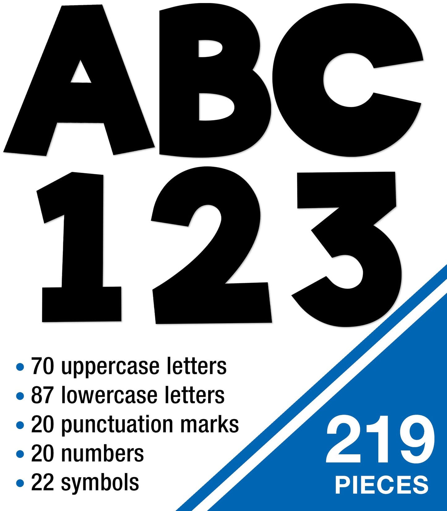 Carson Dellosa 219 Piece 4 Inch Black Cutout Letters for Bulletin Boards, Numbers, Punctuation, Symbols and More, Black Bulletin Board Letters, Black Letter Cut Outs