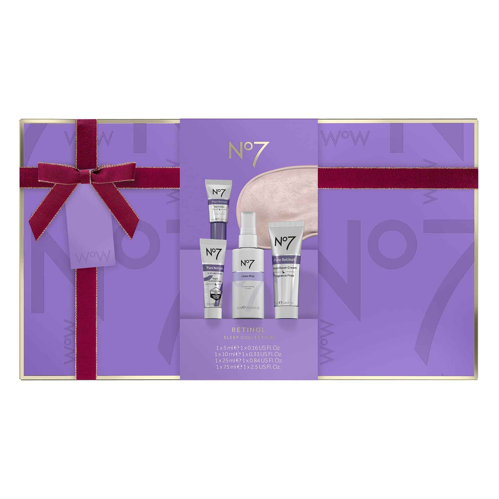 No7 Retinol Collection - Includes Retinol Night Repair Cream (25ml), Eye Cream (5ml), 0.3% Night Concentrate (10ml), Velvet Eye Mask & Pillow Mist (75ml) (5 Count)