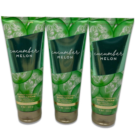 Bath & Body Works Cucumber Melon Ultimate Hydration Body Cream 8oz - Pack of 3