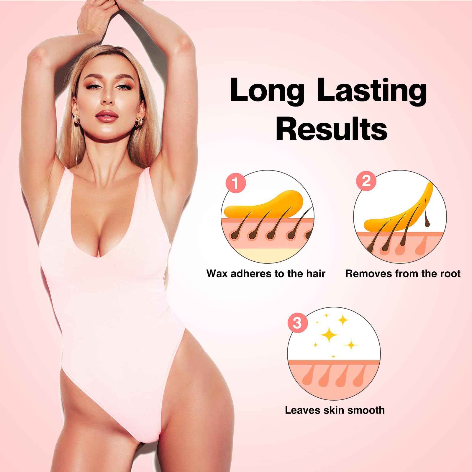 Waxers Roll on Wax Kit Professional Soft Wax Roller Depilatory for Coarse & Thick Hair Removal Waxing Roller Cartridge for Women Men at Home Rose