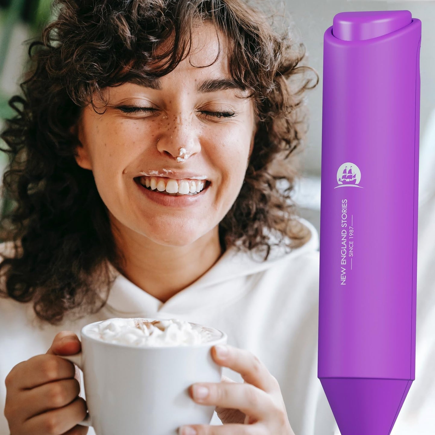 Powerful Milk Frother Handheld Foam Maker, Mini Whisk Drink Mixer for Coffee, Cappuccino, Latte, Matcha, Hot Chocolate, No Stand, Dark Orchid