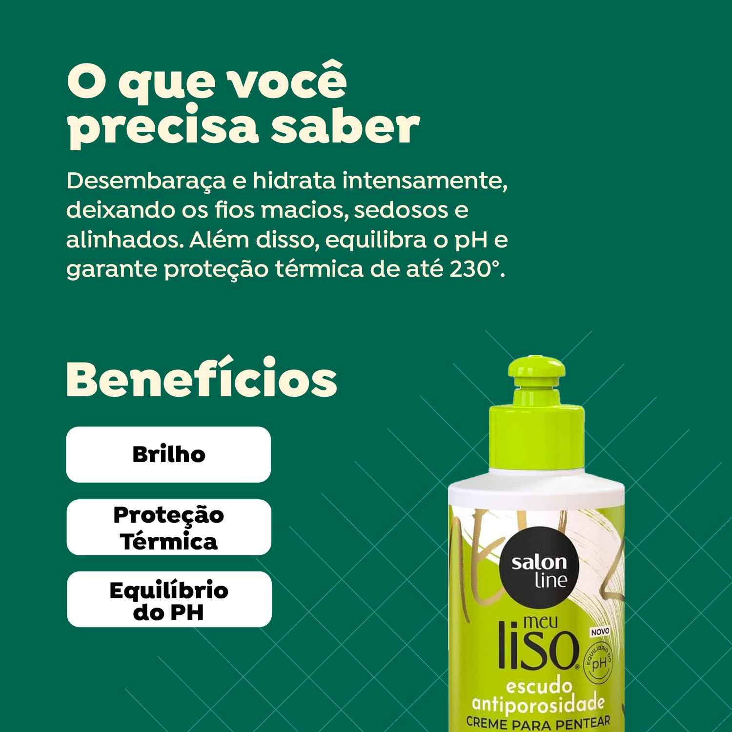 Salon Line - Linha Meu Liso (Escudo Antiporosidade) - Creme para Pentear 240 Ml - (My Straight (Anti-porosity shield) - Combing Cream 8.12 Fl Oz)