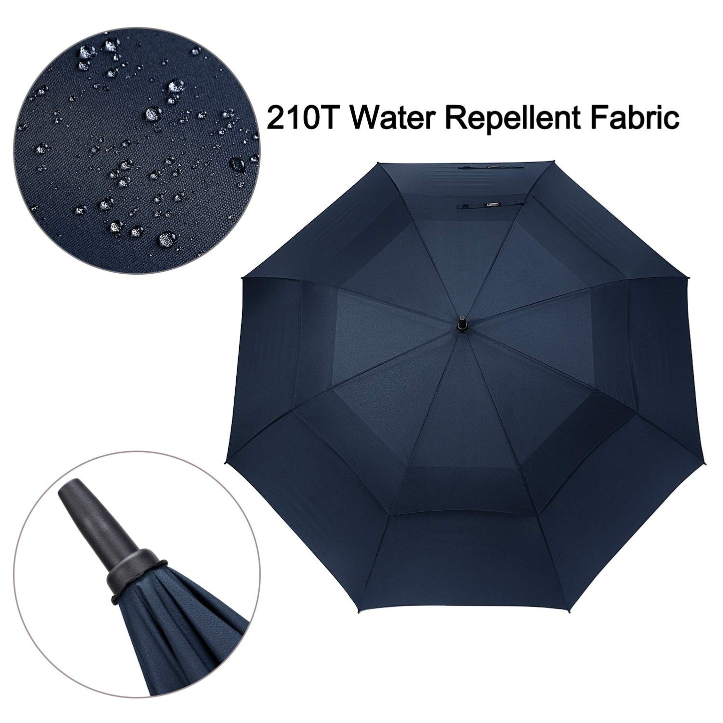 G4Free 72 Inch Automatic Open Golf Umbrella Extra Large Oversize Double Canopy Vented Windproof Waterproof Stick Umbrellas (Dark blue)