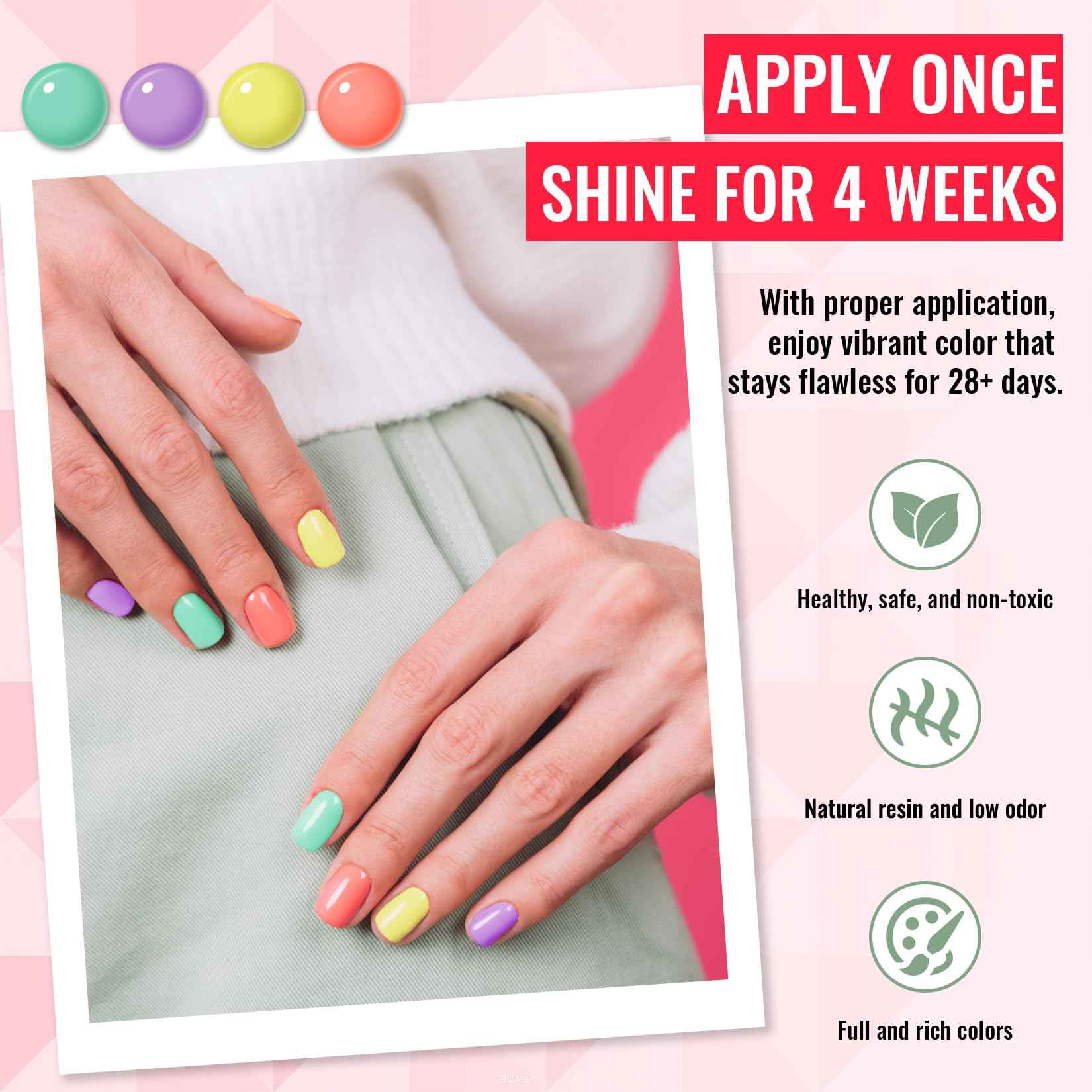 phoenixy 50 Pcs Gel Nail Polish Set, 42 Colors Gel Polish with Base Coat & 4 Effects Top Coat All Seasons Colors Gel Polish Kit Nail Starter Set Gifts for Women Girls