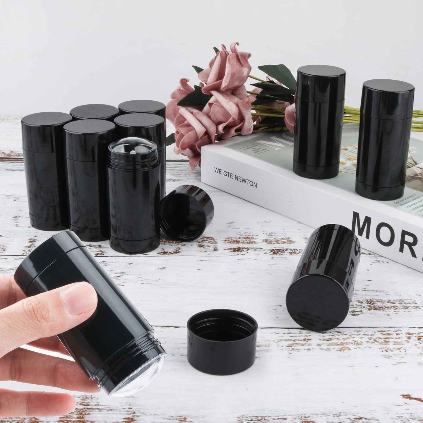 10 Pieces 30ml/1oz Black Deodorant Containers Plastic Bottom Filling Stick Deodorant Bottle Refillable Lip Balm Tube for Lipstick Crayon Chapstick DIY Cosmetic