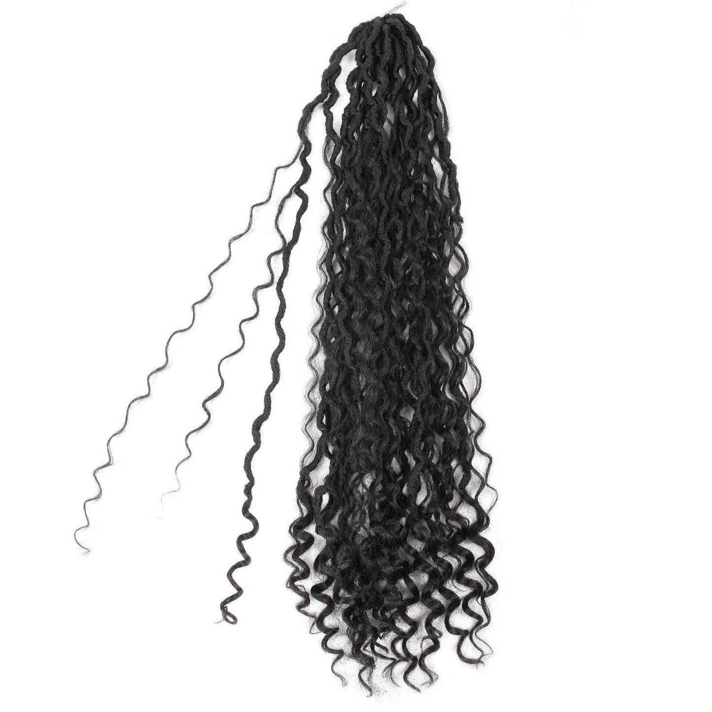 Goddess Locs Crochet Hair 26Inch 8Packs Boho Faux Locs,Crochet Loc With Curly Ends River Hippie Bohemian Loc Crochet Hair for Black Women(1B, 26inch(Pack of 8))