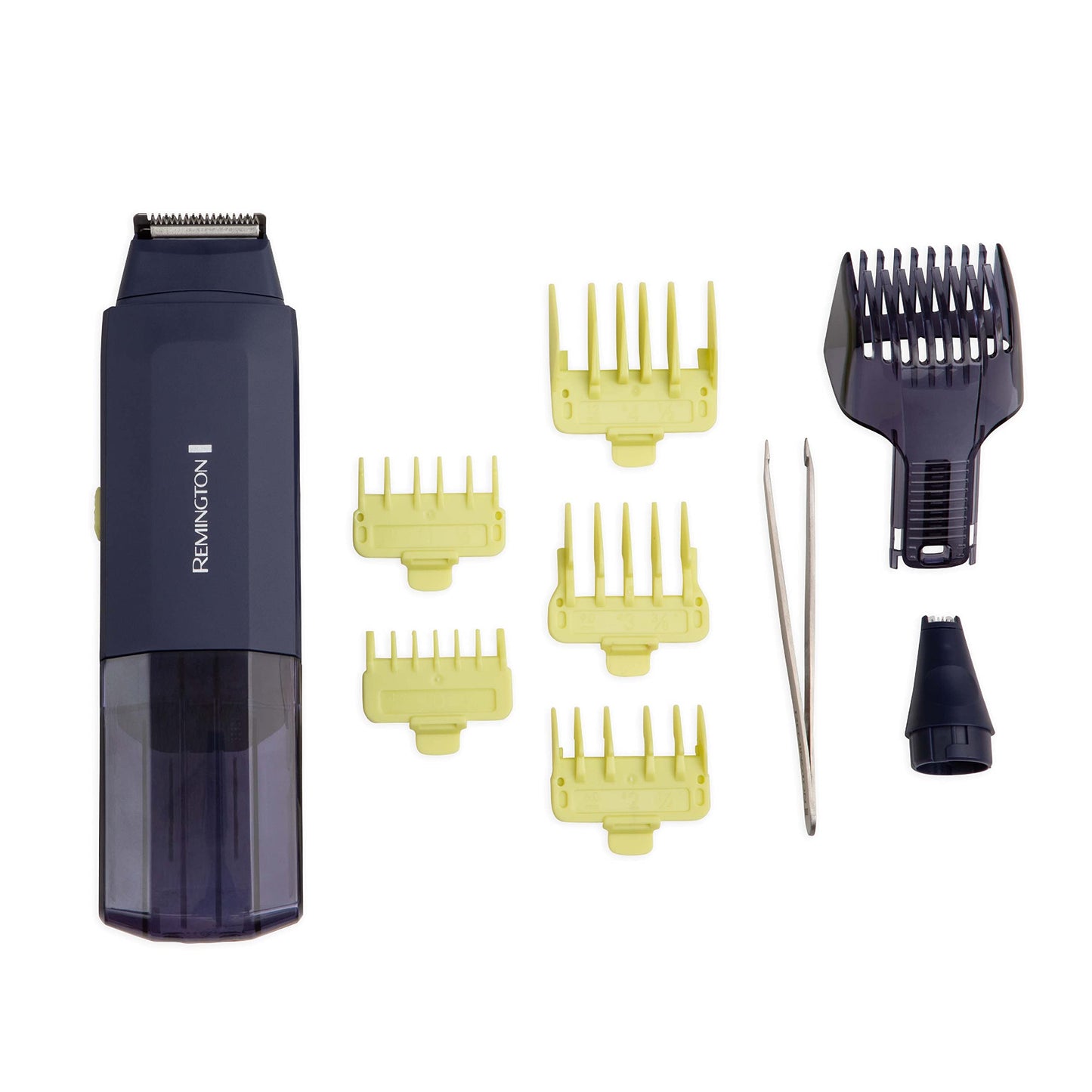 Remington Trim & Fit Personal Hair Grooming Kit, 8-Length Adjustable Combs The fit into a Built-in Storage Container, Rechargeable Power, Cordless, Blue
