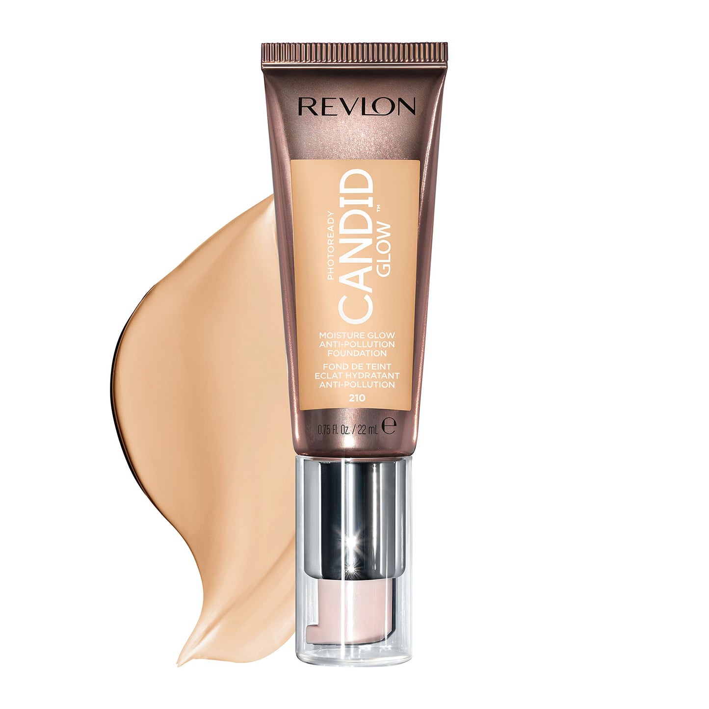 Revlon PhotoReady Candid Glow Moisture Glow Anti-Pollution Foundation with Vitamin E & Prickly Pear Oil, Anti-Blue Light Ingredients, without Parabens, Pthalates, & Fragrances, Natural Ochre, 0.75 oz