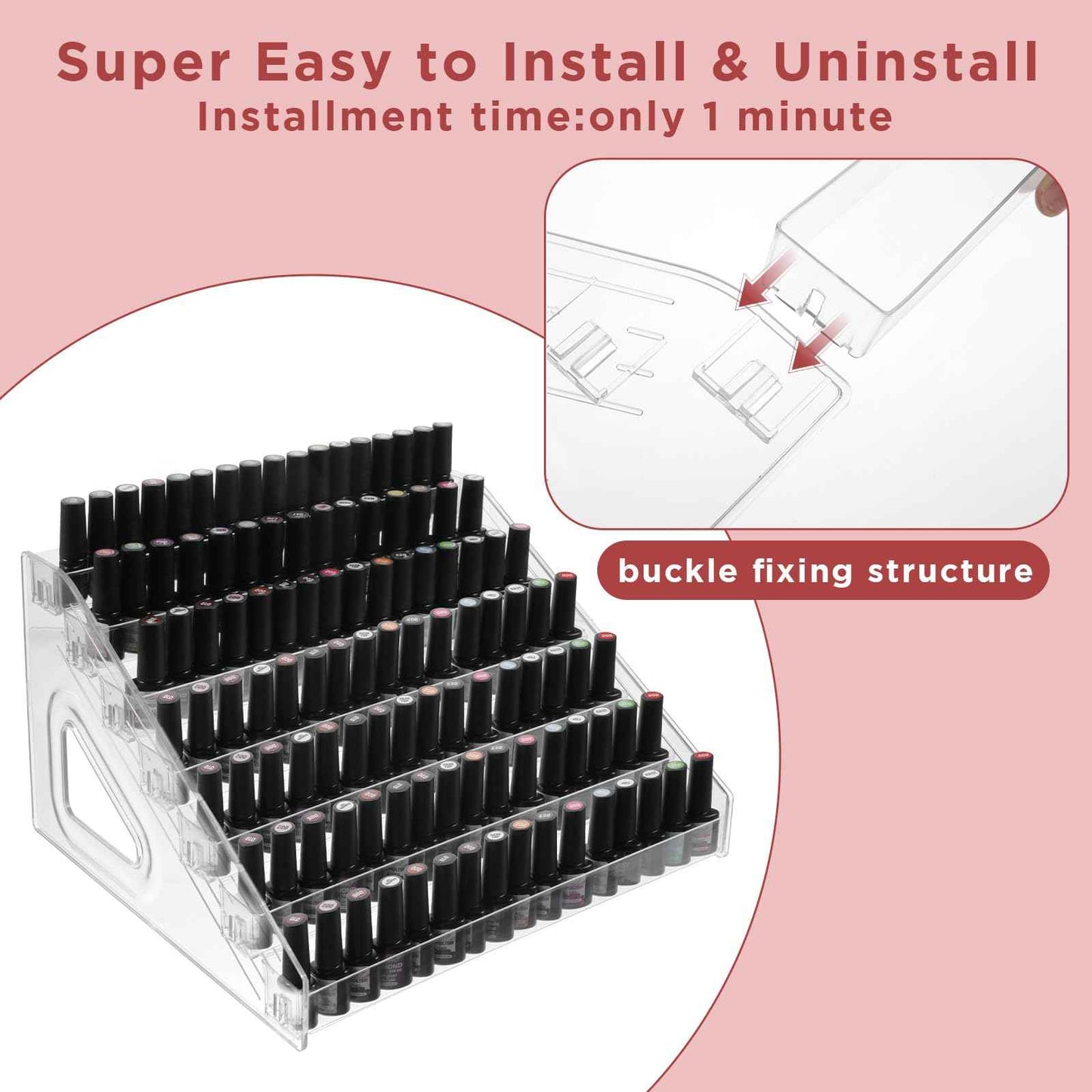 Nodaaiie 2 Pcs 7 Tiers Clear Essential Oils Nail Polish Organizer Acrylic Display Stands, Paint Organizer Rack, Acrylic Display Rack for Nail Polish, Sunglasses, Essential Oils, Eyeglasses and Makeup