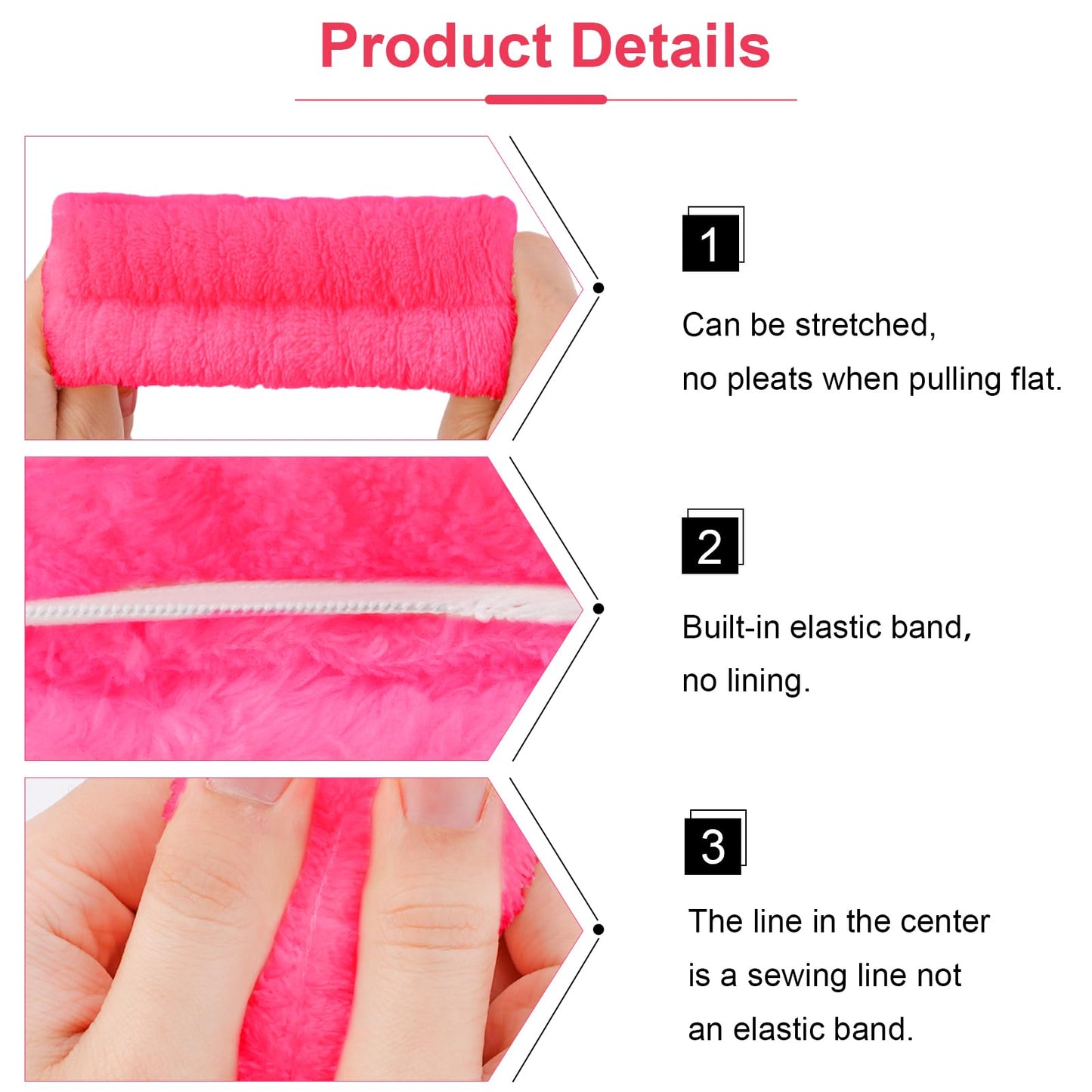 VELSCRUN 4 Pcs Spa Hair Accessories Gift Set - Face Wash & Makeup Headbands, Rose Pink Puffy Sponge Bow Tie Bubble Headband Wristbands for Women & Girls