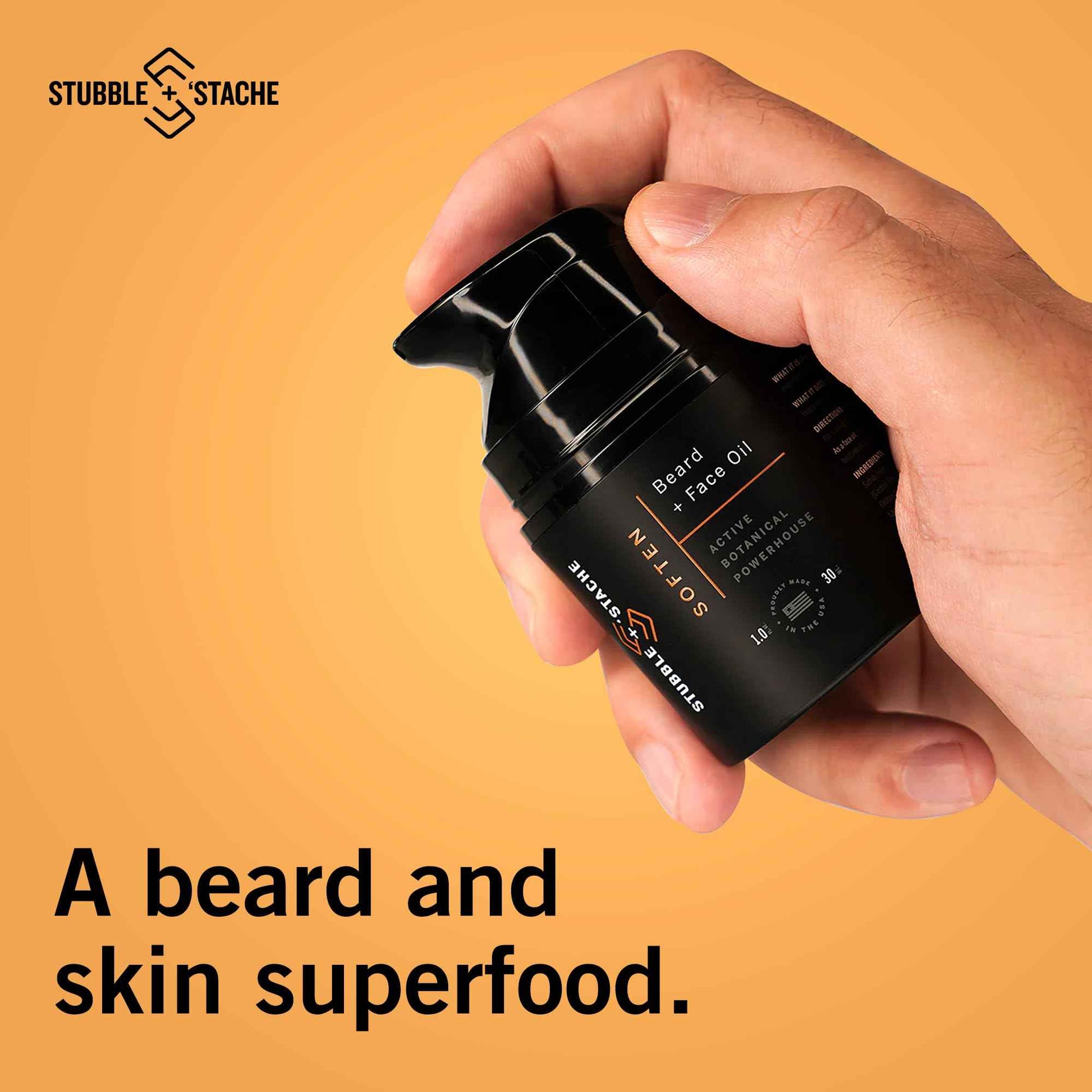 stubble & stache Hydrating Beard Oil for Men – Dual-Use Face & Beard Moisturizer & Conditioner with Baobab, Jojoba & Argan – Softens Hair, Stops Itch & Dry Skin – Lightweight Non-Greasy Oil, 1 fl oz