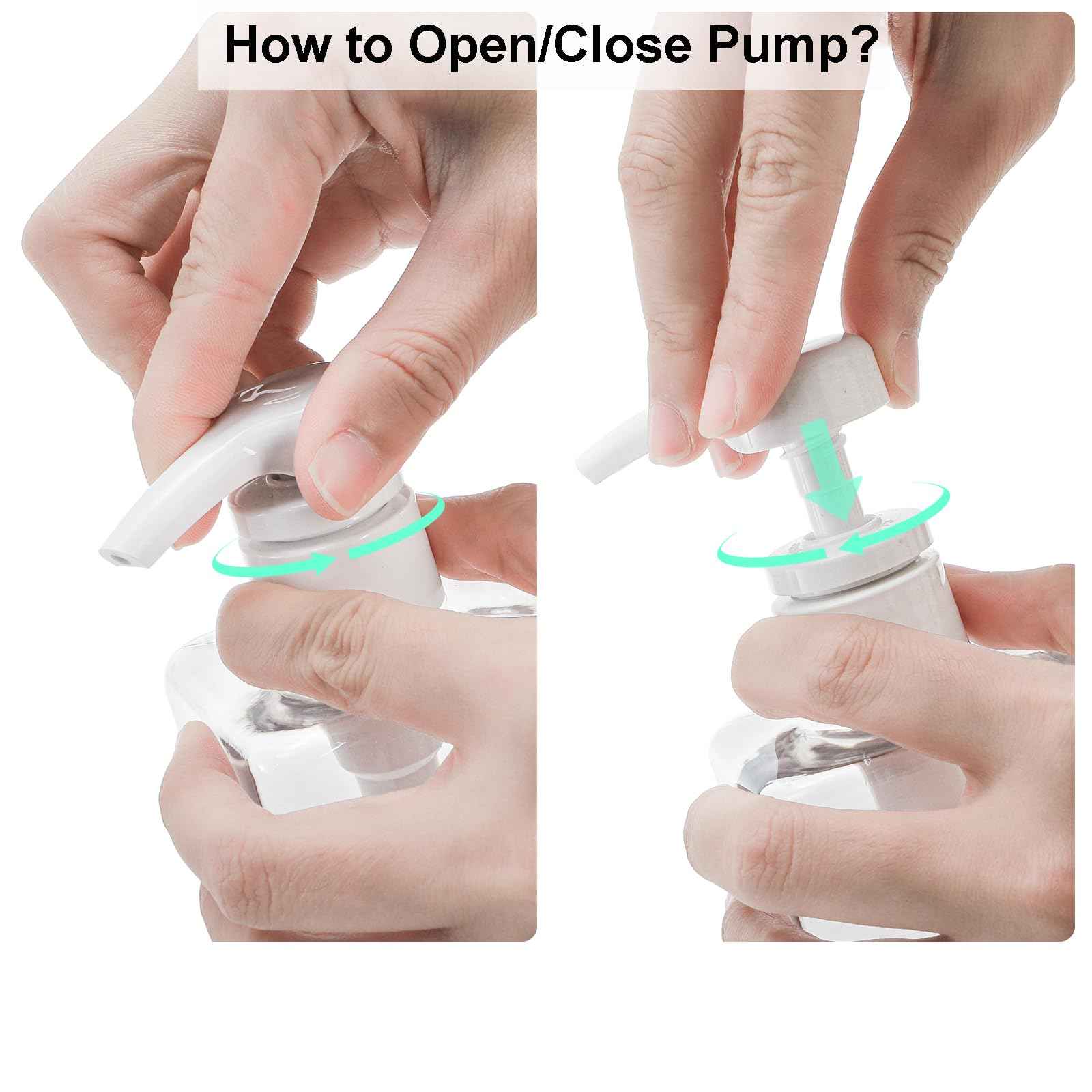 Okllen 12 Pack 16 Oz Plastic Pump Bottles, Empty Refillable Container Liquid Soap Dispenser for Shampoo, Lotion, Cleaning Products, Kitchen, Bathroom, Clear Square