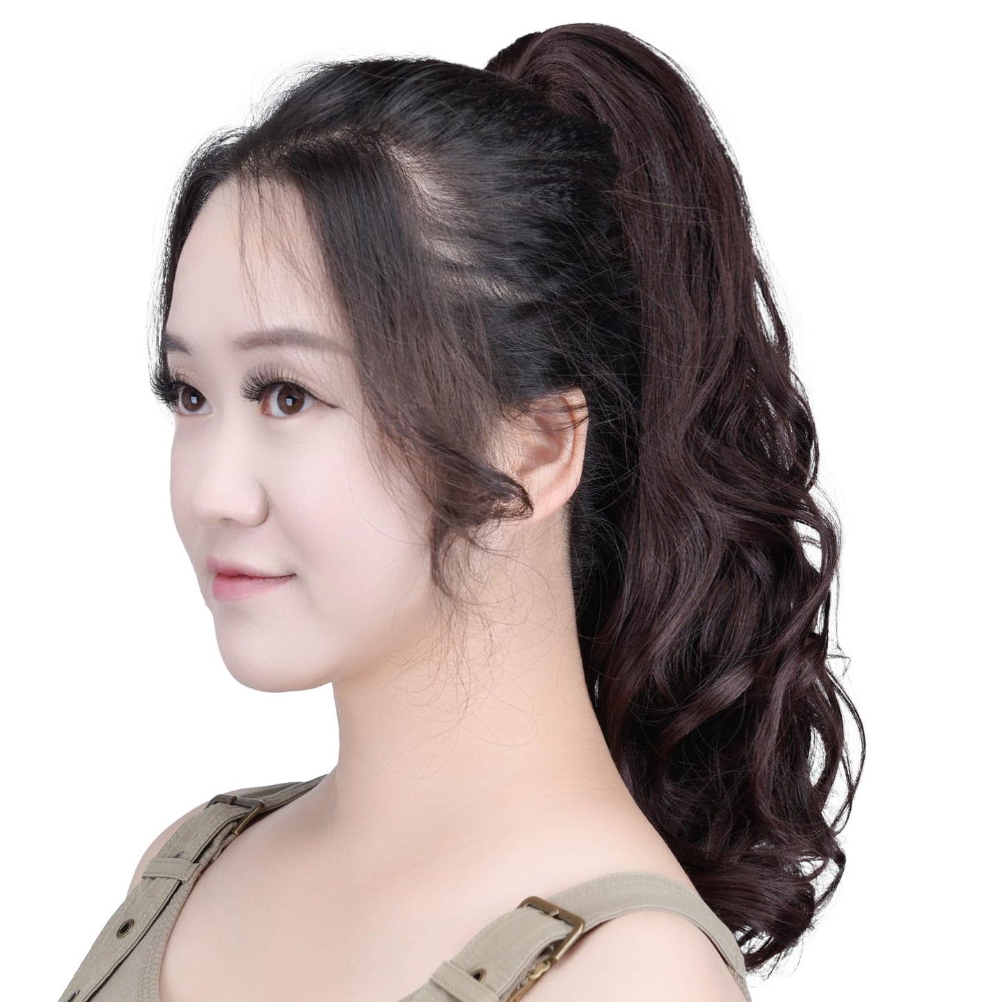 SYXLCYGG Claw Clip Pony tail Extensions Dark Brown Ponytail Clip 16" Wavy 4.5 OZ Synthetic Hair Fake Hair piece Yakir Women Like Real Soft Fluffy