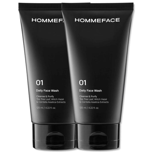 HommeFace 2-Pack Daily Face Wash for Men, Gentle Facial Cleanser for Deep Cleansing with Collagen, Hyaluronic Acid & Witch Hazel Extract