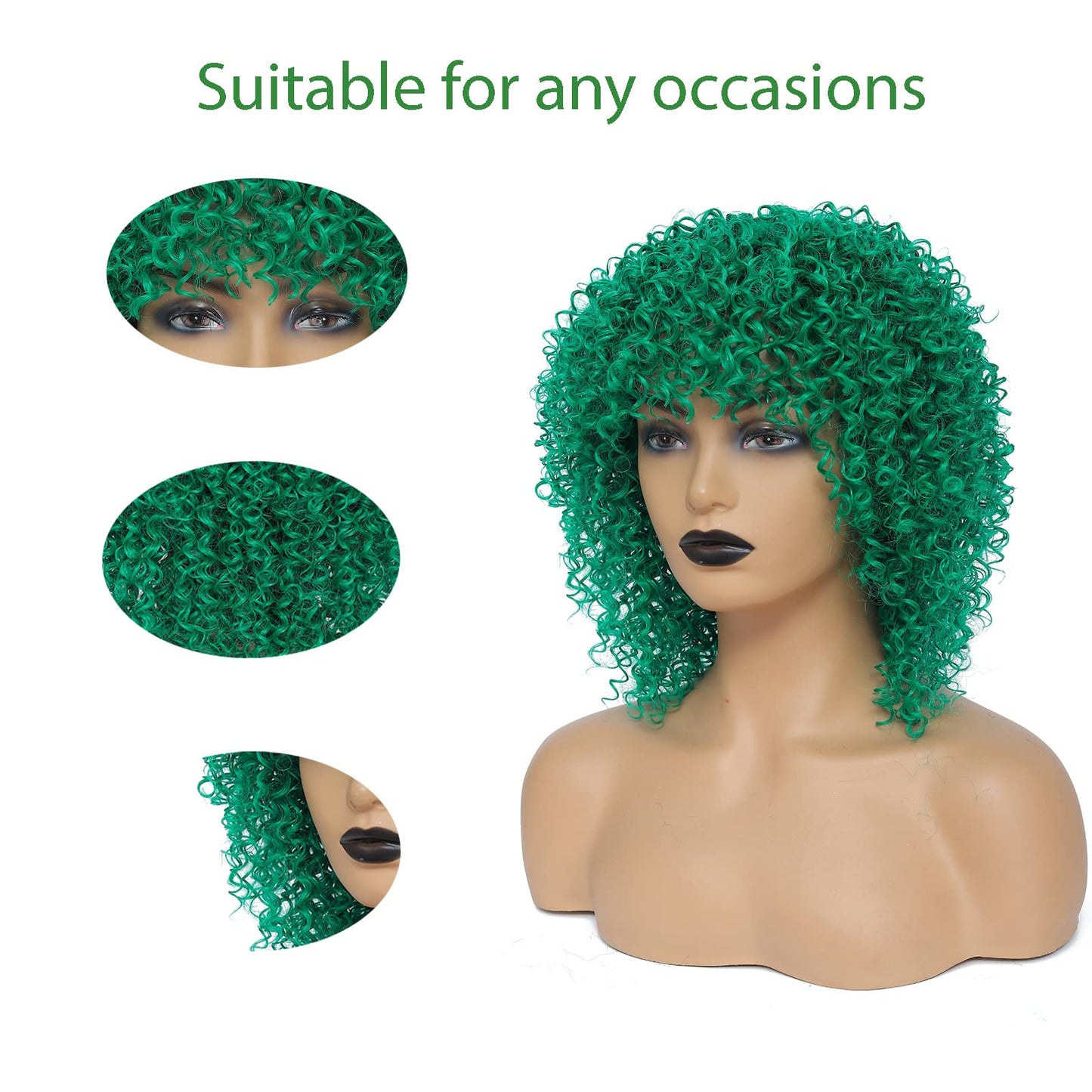 JOOVAMYUN Curly Afro Wigs for Black Women Short Wig with Bangs Kinky Curly Wig Natural Wigs for Black Women Cheap Wigs for Black Women