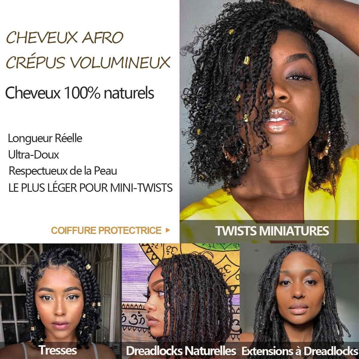 Afro Kinkys Bulk Human Hair, 14 inch 50 Gram 4c Curly Hair for Permanent Sister Locs/Mini Twists/Braids Can Dye and Bleach (Natural Black, 14 Inch)