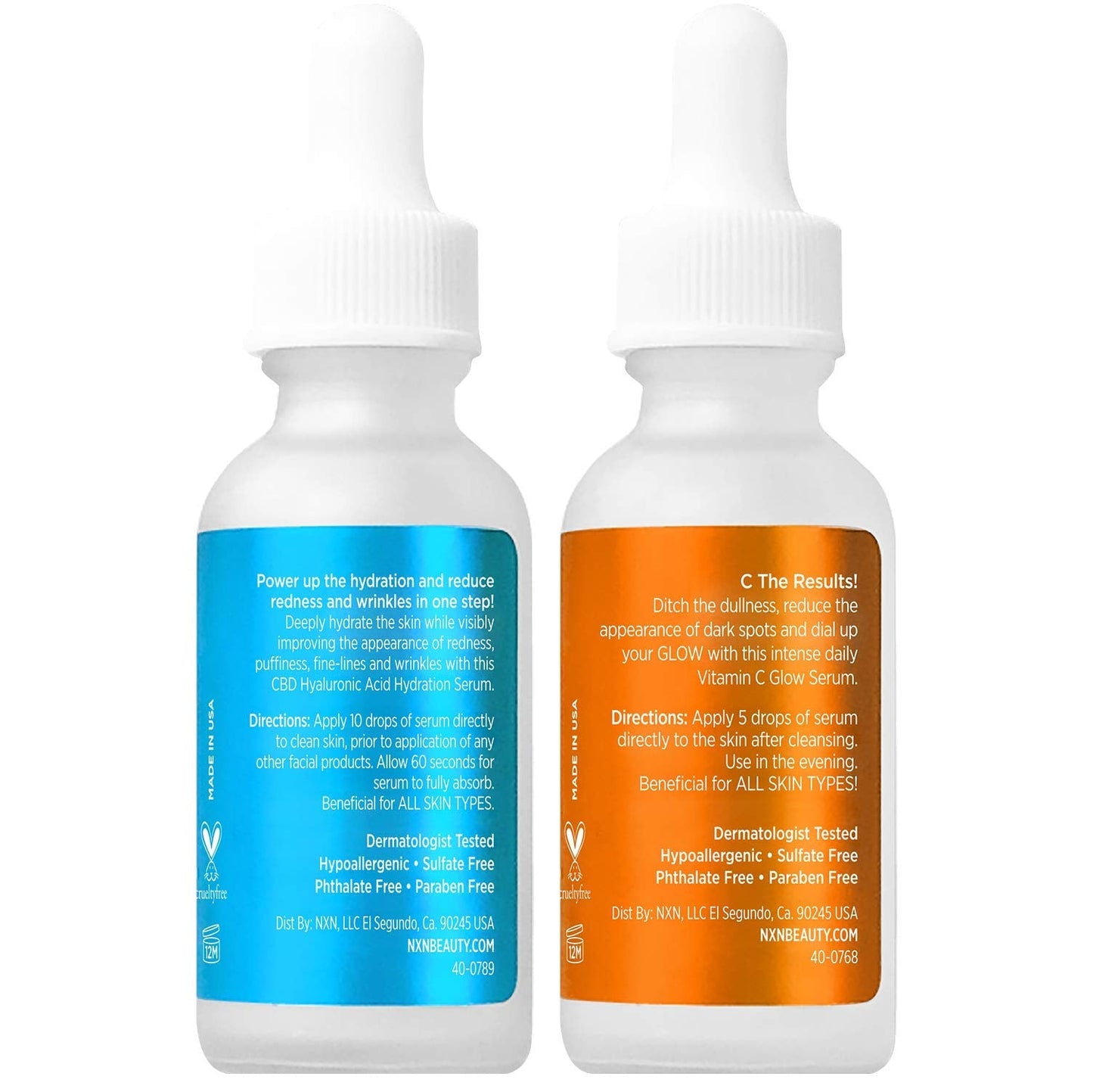 NxN Vitamin C & Hyaluronic Acid Serum Set, Clinically Proven to Brighten Skin, Reduce Dark Spots, Improve Hyper Pigmentation Age Spots, Reduce Fine Lines & Wrinkles - 1fl oz Face Kit