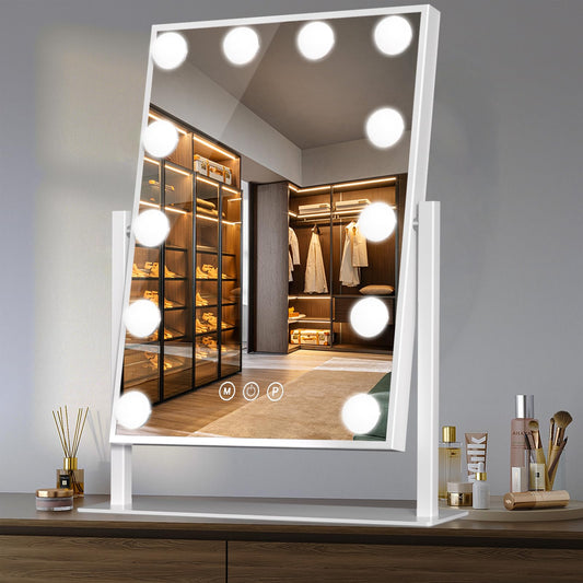 Speculux Vanity Mirror with Lights 14" x 19", Lighted Makeup Mirror 12 Dimmable Bulb, Smart Touch Hollywood Vanity Mirror, 3 Color Temperature, White