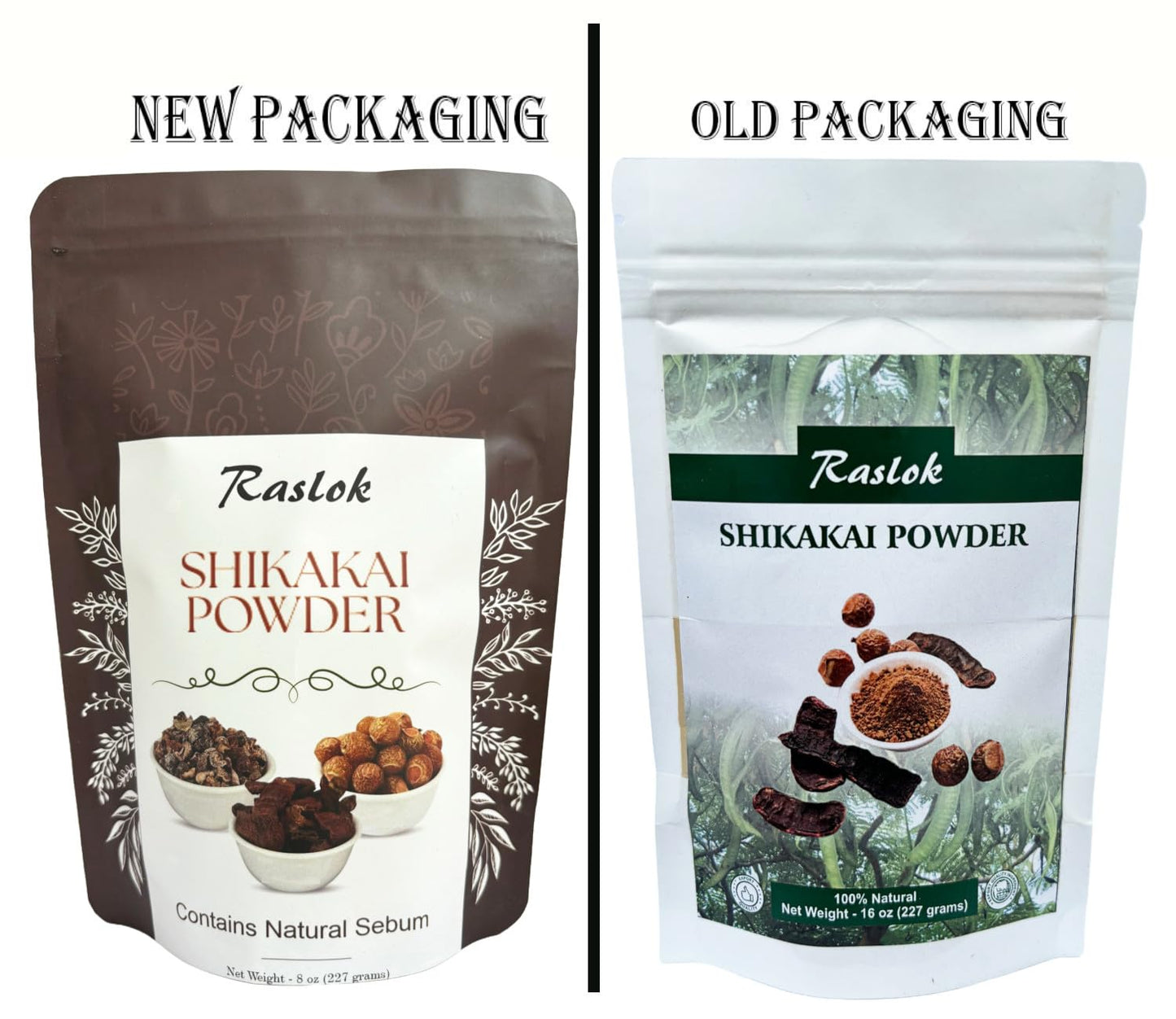 Raslok Shikakai Powder | Natural Hair Cleanser & Conditioner | 100% Pure Acacia concinna Fruit Pods Powder (8 oz)