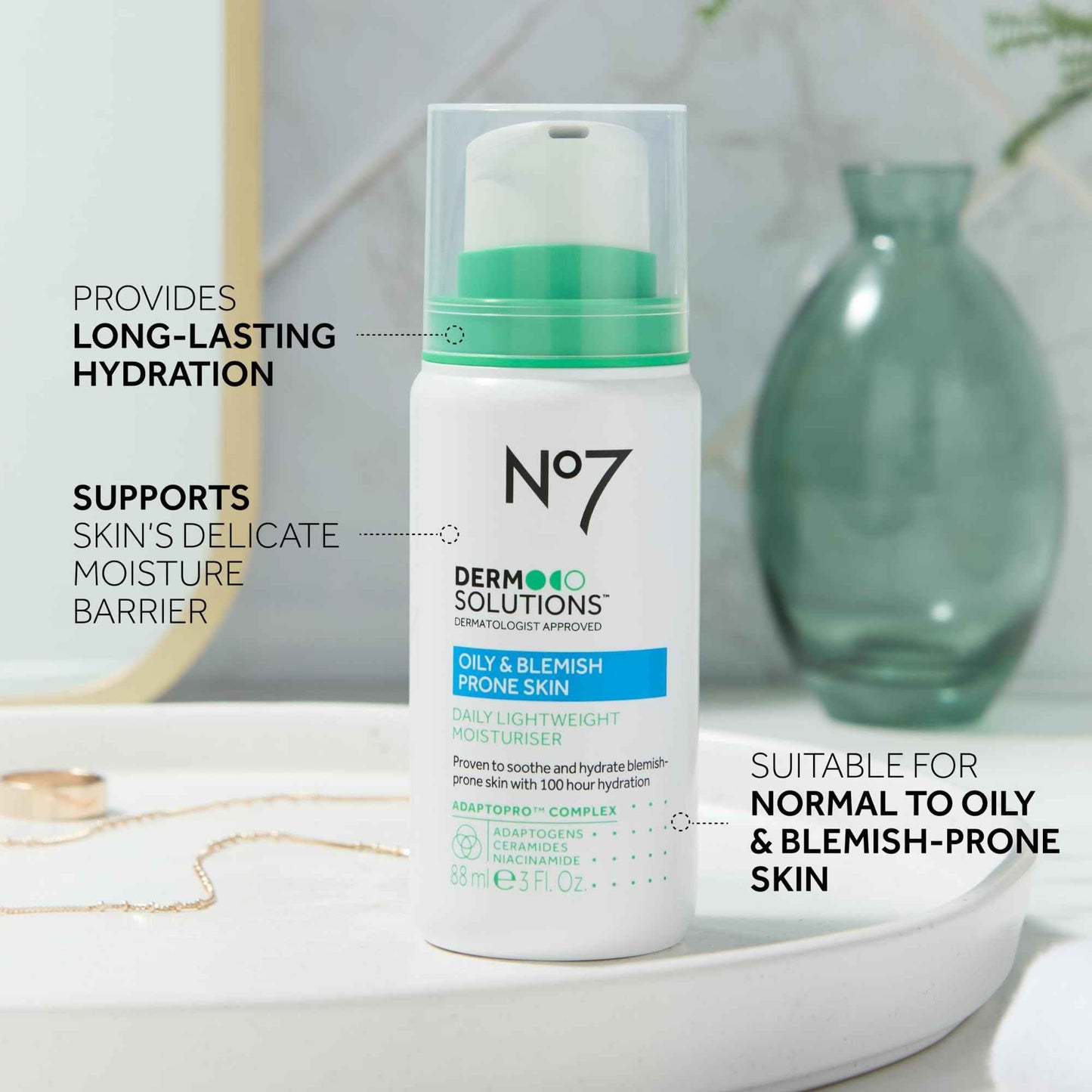 No7 Derm Solutions Daily Detox Foaming Face Wash & Lightweight Face Moisturizer - With Ceramides, Niacinamide & Adaptogens To Maintain Moisture Barrier - For Oily & Blemish-Prone Skin (2-Item Bundle)