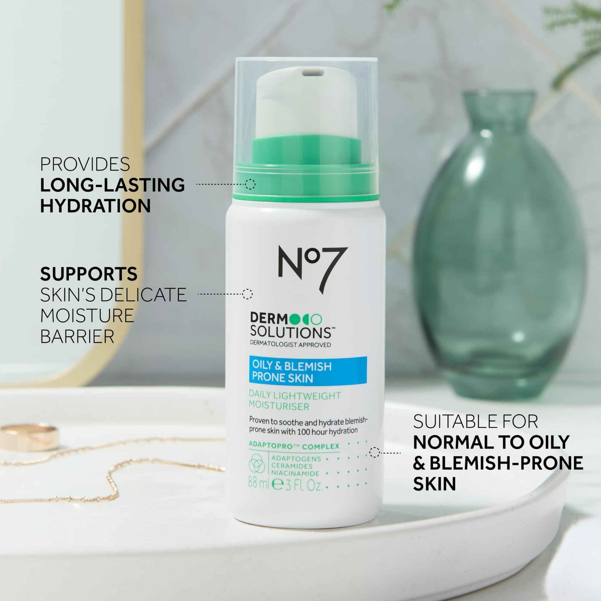 No7 Derm Solutions Daily Detox Foaming Face Wash & Lightweight Face Moisturizer - With Ceramides, Niacinamide & Adaptogens To Maintain Moisture Barrier - For Oily & Blemish-Prone Skin (2-Item Bundle)