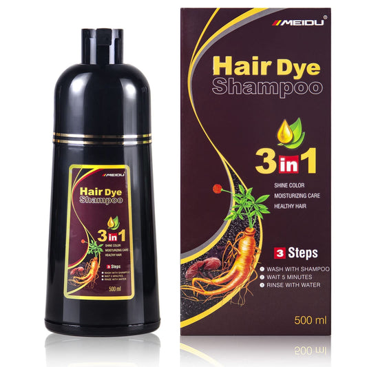 MEIDU Chestnut Brown Hair Dye Shampoo Hair Color Shampoo for Women & Men Hair Dye Shampoo 3 in 1- Herbal Ingredients Color Shampoo in Minutes 500ML