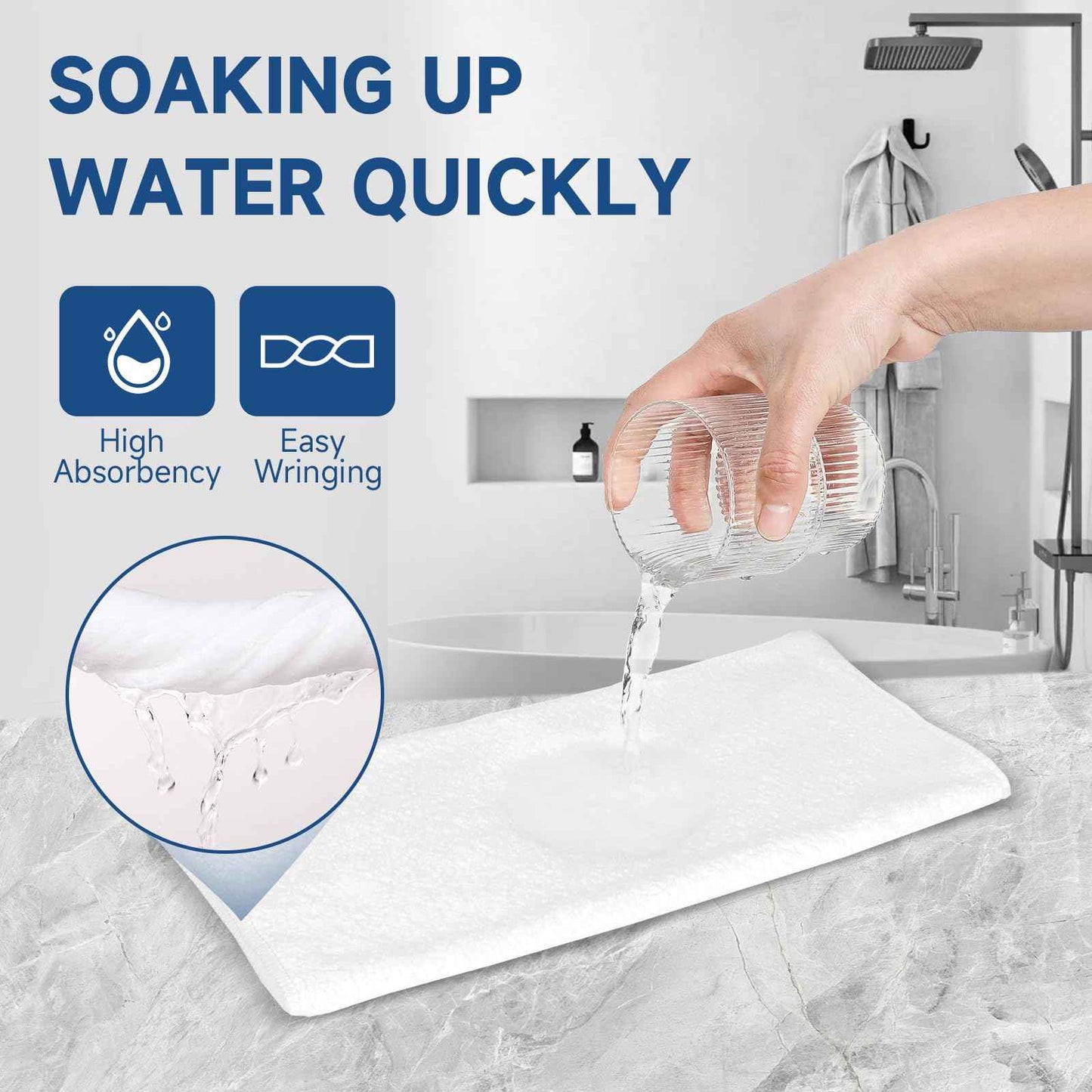 TEAWOO Coral Velvet White Washcloths 12 Pack, Highly Absorbent and Soft White Face Towels, Multi-Purpose Washcloths and Hand Towels for Bathroom, Hotel, Spa and Gym, 12 x 12 inches