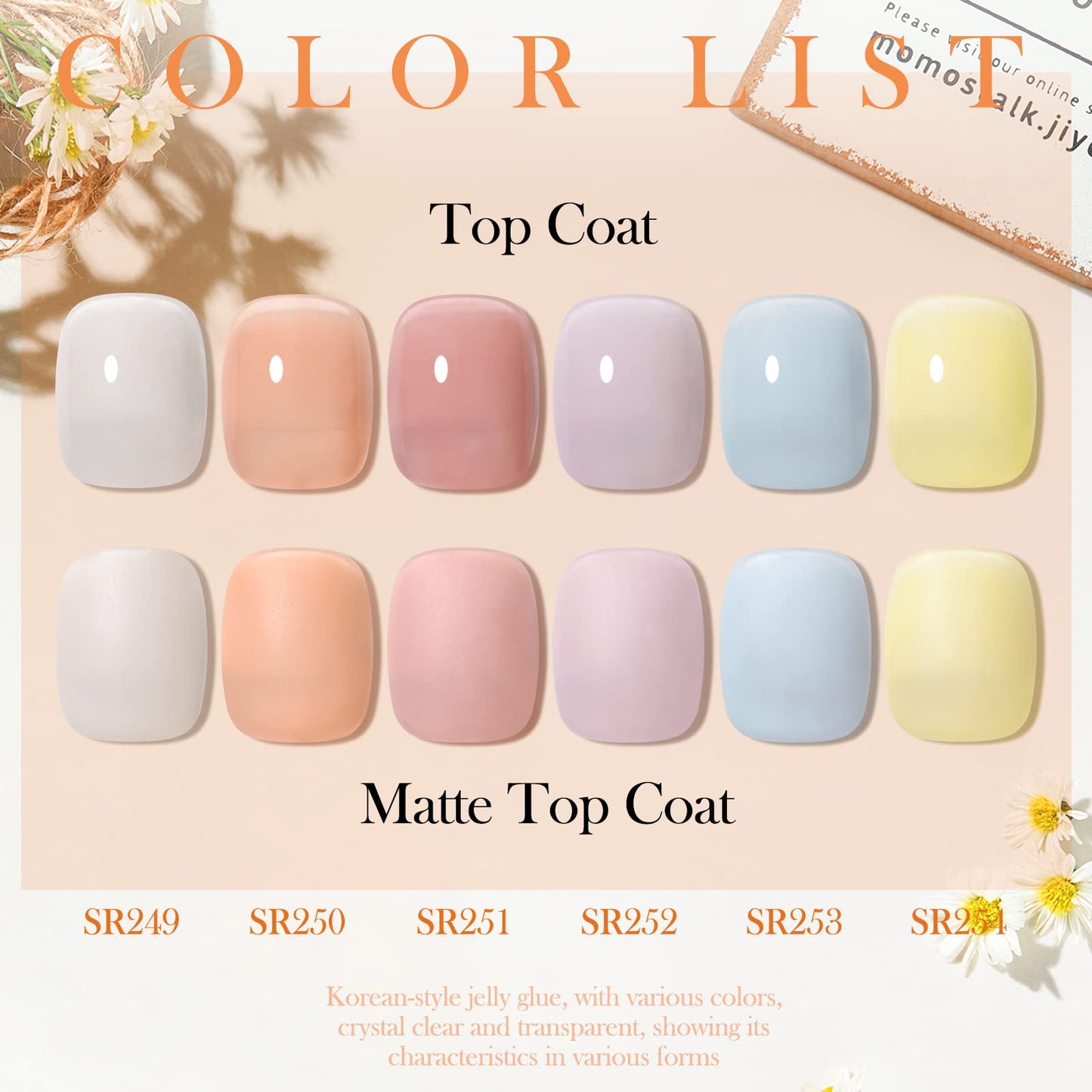 MTSSII Gel Nail Polish Kit, 6 PCS Jelly Translucent Gel Nail Polish Sock Off UV/LED Gel Nail Polish Lamp Cured, 8 ml/0.28 FL.OZ (Jelly Gel Nail Polish)