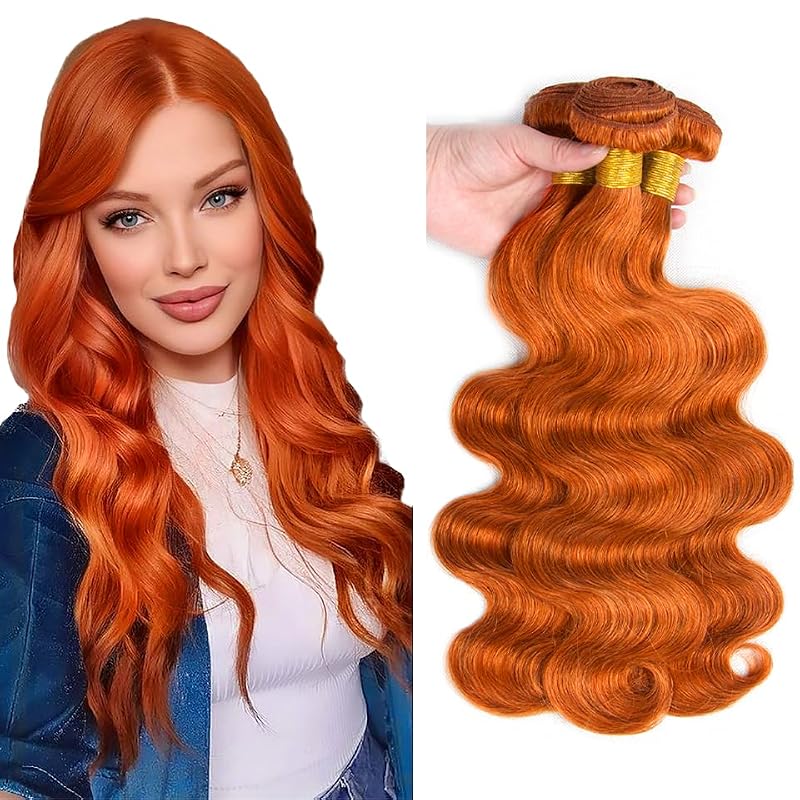 WuvuSnm 350 Ginger Body Wave Human Hair Bundles - 12-34 Inch