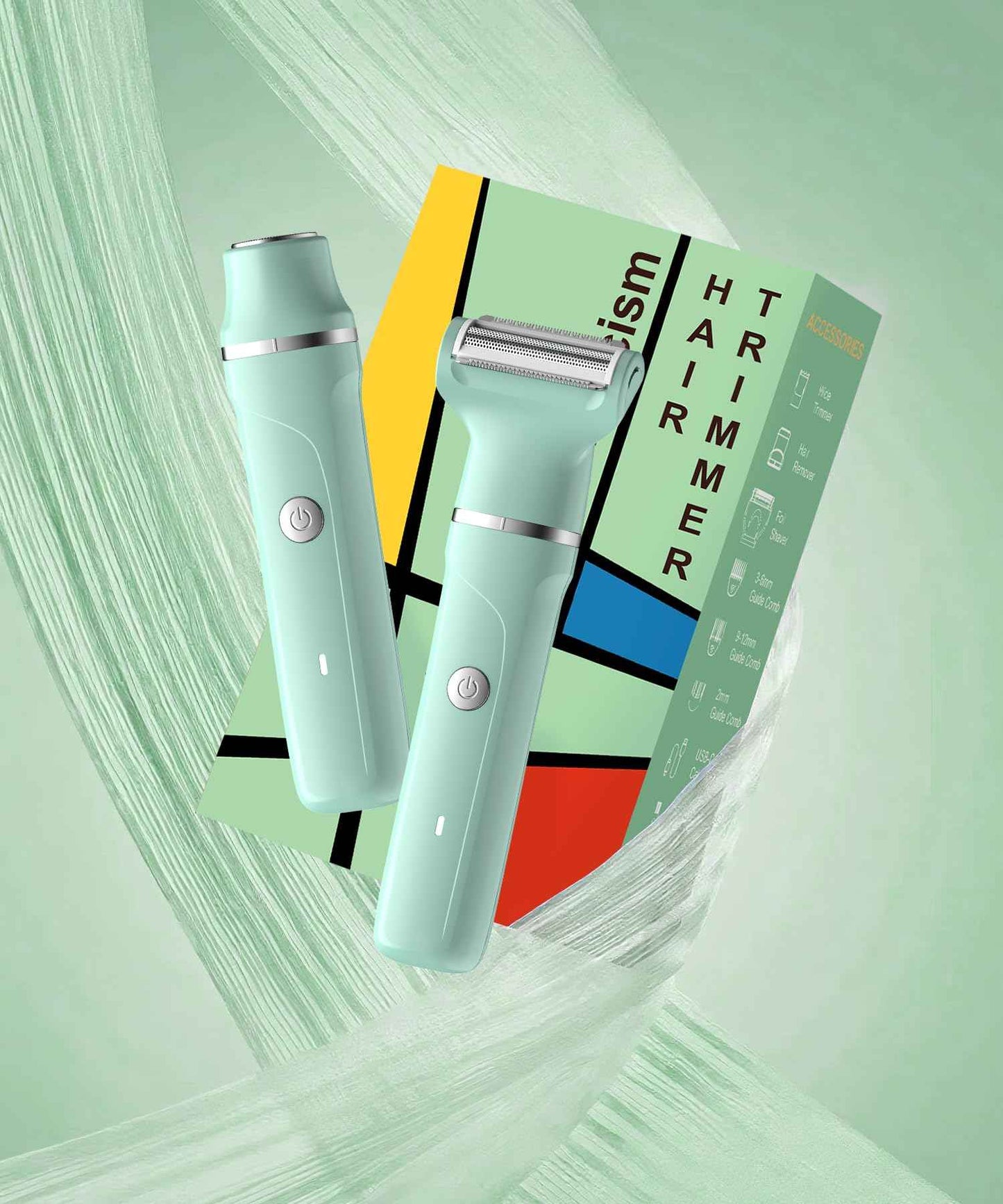 Electric Shaver for Women,3-in-1 Bikini Trimmer for Women & Body Shaver, IPX7 Waterproof,Hypoallergenic Ceramic Blades,USB-C Fast Charging,Travel Trimmer for Face, Legs,Bikini Line & Foil,Green