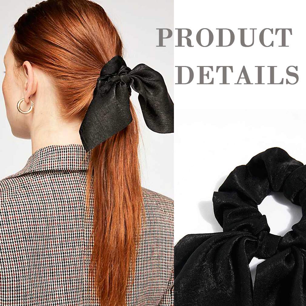 14 PCS Bow Hair Scrunchies Bunny Ears Silk Scrunchies Hair Ties Bobbles Elastic Hair Ties Ropes Ponytail Holder Hair Accessories for Women
