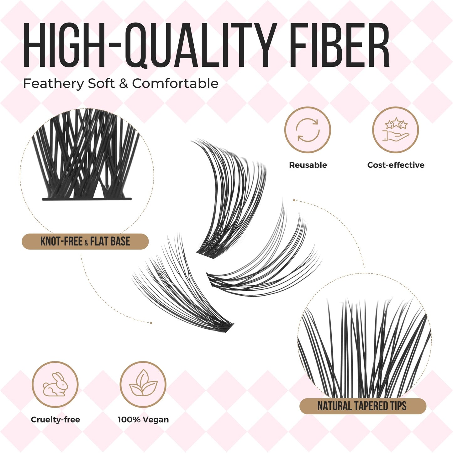 LASHVIEW Lash-Extension-Clusters 300pcs D Curl Lash Clusters Natural Look Cluster Lashes Extensions Super Thin Band & Soft Lashes Reusable 9-16mm MIX (20D&30D&40D)