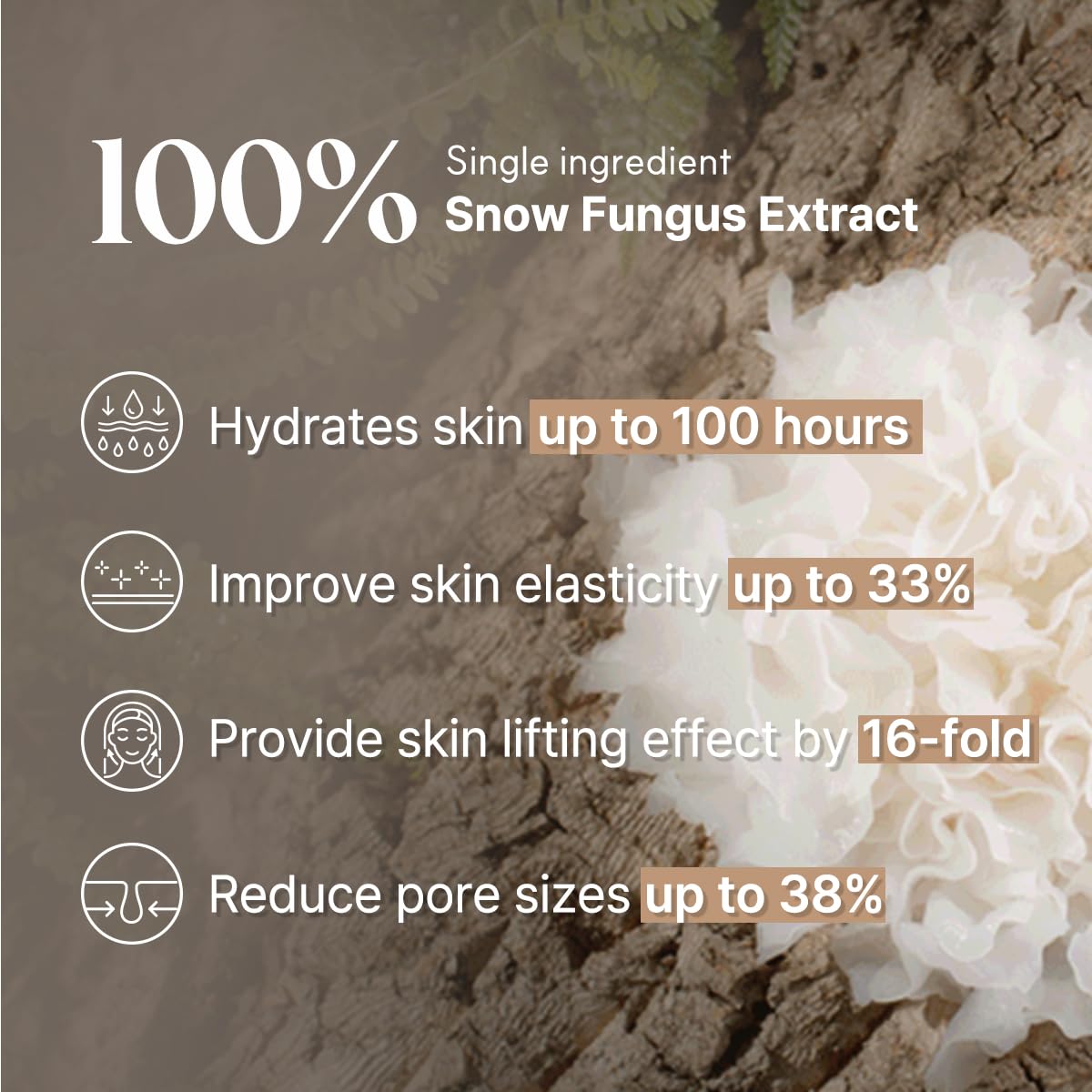 Deepondé Signature Origin 100 Snow Mushroom Serum 1.69 fl.oz. 50ml, All-in-One Serum for Face with 100% Snow Mushroom extract for glass skin, Korean Skincare