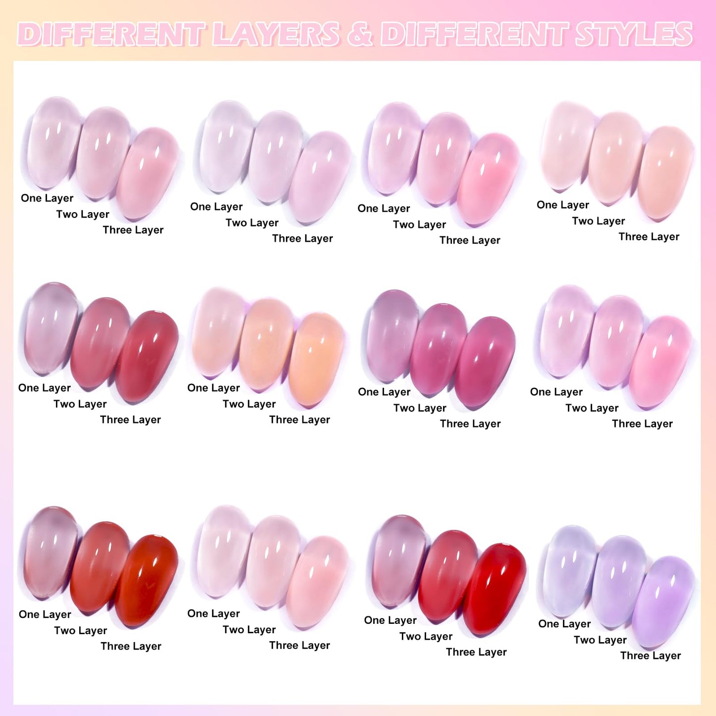 noirwhite Jelly Gel Nail Polish Set, 12 PCS Autumn Sheer Nude Pink Jelly Nail Polish Gel Neutral Nail Art Design Korean Trend Icy Transparent Gel Nail Polish Kit UV LED Soak Off Gel Polish