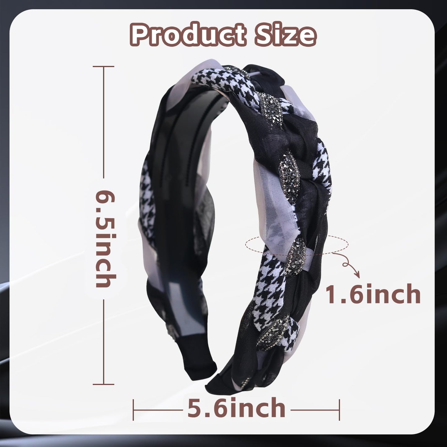 CIVFCRT Headbands for Women Non Slip Headbands Black Mesh Braided Headbands with Teeth Hairband Hair Weaving Shape Wide Knotted Headband Hair Accessories Fashion Hair Head Bands for Girls