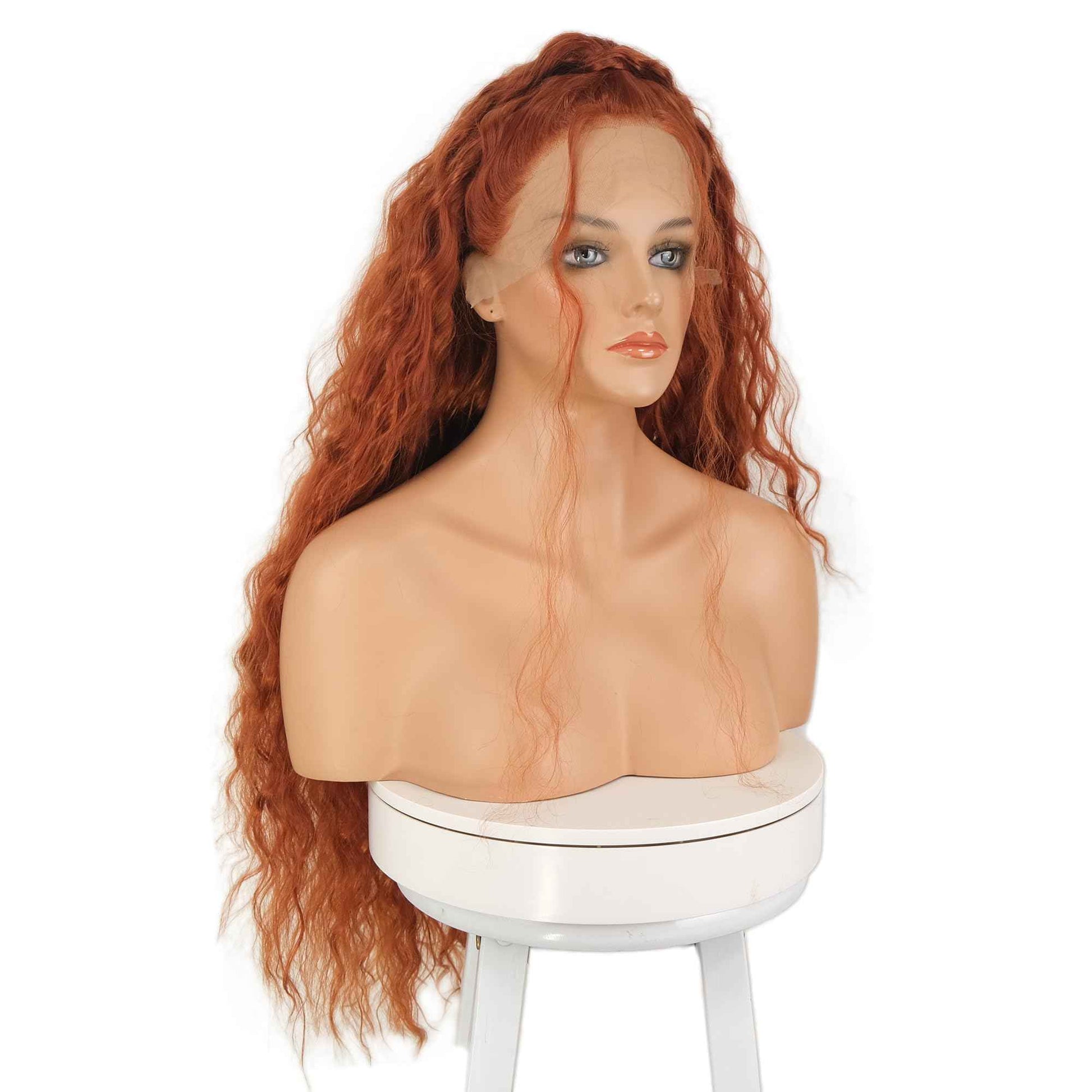 Wiginway Long 28 Inches Lace Front Wigs Orange Hair Women Freestyle Wig Heat Resistant